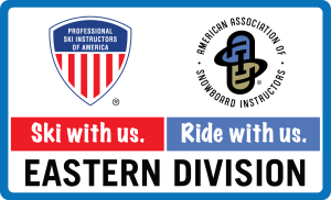 Logos for Professional Ski Instructors of America and American Association of Snowboard Instructors