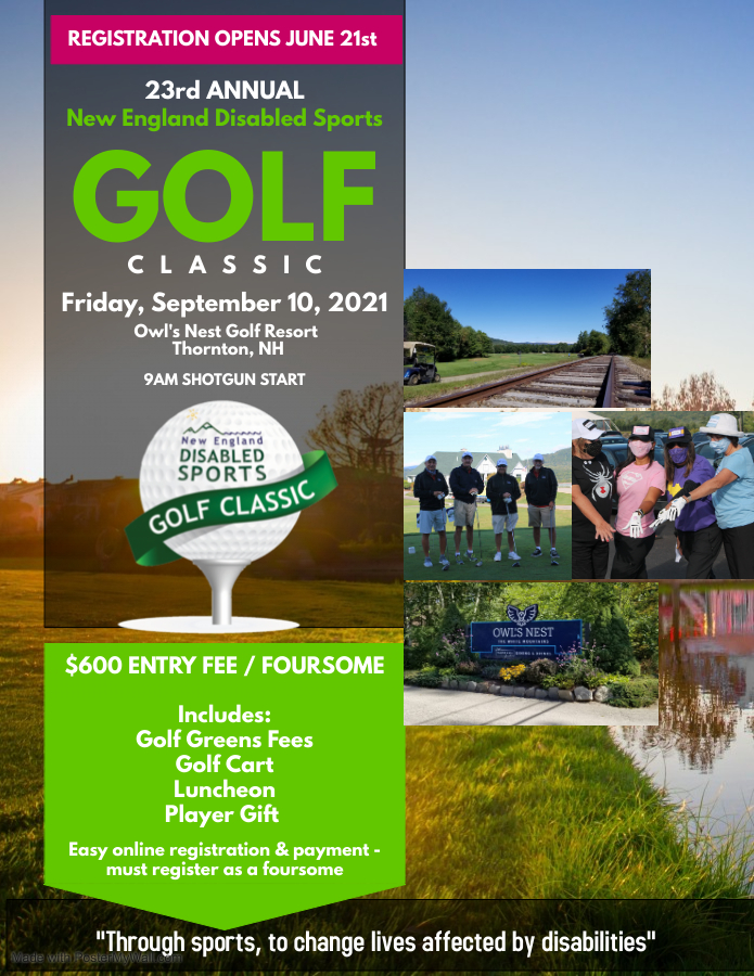 Golf classic poster with entry fee information and mission.